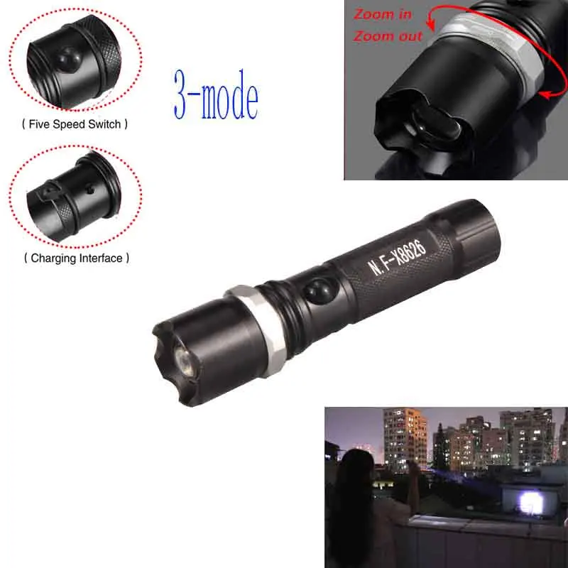 Светодиодный фонарь Ultrafire 3 Режим USB Перезаряжаемые Портативный Масштабируемые luz