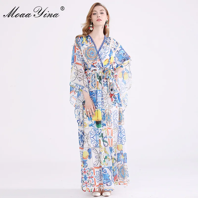 MoaaYina 2018 Fashion Designer Runway Dress Autumn Women V-neck Batwing Sleeve Vintage Print Casual Holiday Bohemia Loose Dress
MoaaYina 2018 Fashion Designer Runway Dress Autumn Women V-neck Batwing Sleeve Vintage Print Casual Holiday Bohemia Loose Dress