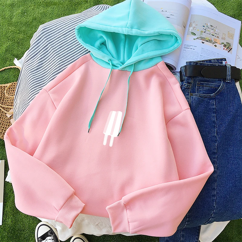 Autumn Kawaii Popsicle Printed Pullover Harajuku Casual Hoodies Women Fleece Long Sleeve Spell Color Splicing Hooded Swearshirts
Autumn Kawaii Popsicle Printed Pullover Harajuku Casual Hoodies Women Fleece Long Sleeve Spell Color Splicing Hooded Swearshirts