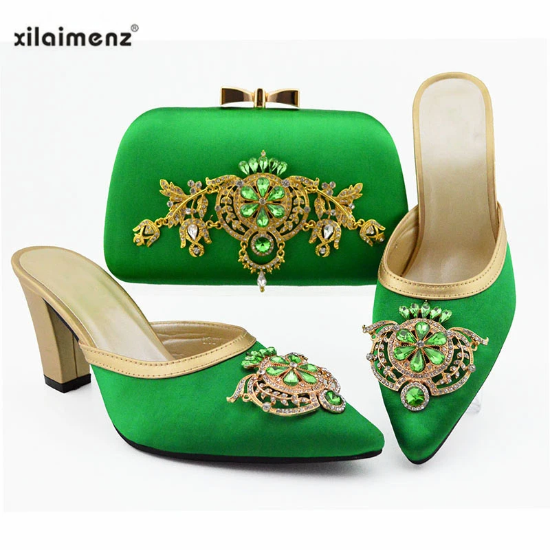 Green Summer Fashion Ladies Slipper And Matching Bag Set Italy Style High Heel 9CM Shoes And Bag Set For Party Large Size 38-43
Green Summer Fashion Ladies Slipper And Matching Bag Set Italy Style High Heel 9CM Shoes And Bag Set For Party Large Size 38-43