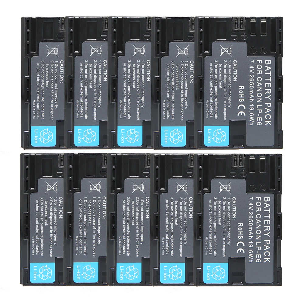 10pcs 2650mAh LP-E6 Hight quality LP E6 LPE6 Camera Batteries For Canon 5D Mark II III 7D 60D EOS 6D ,for canon accessories
10pcs 2650mAh LP-E6 Hight quality LP E6 LPE6 Camera Batteries For Canon 5D Mark II III 7D 60D EOS 6D ,for canon accessories