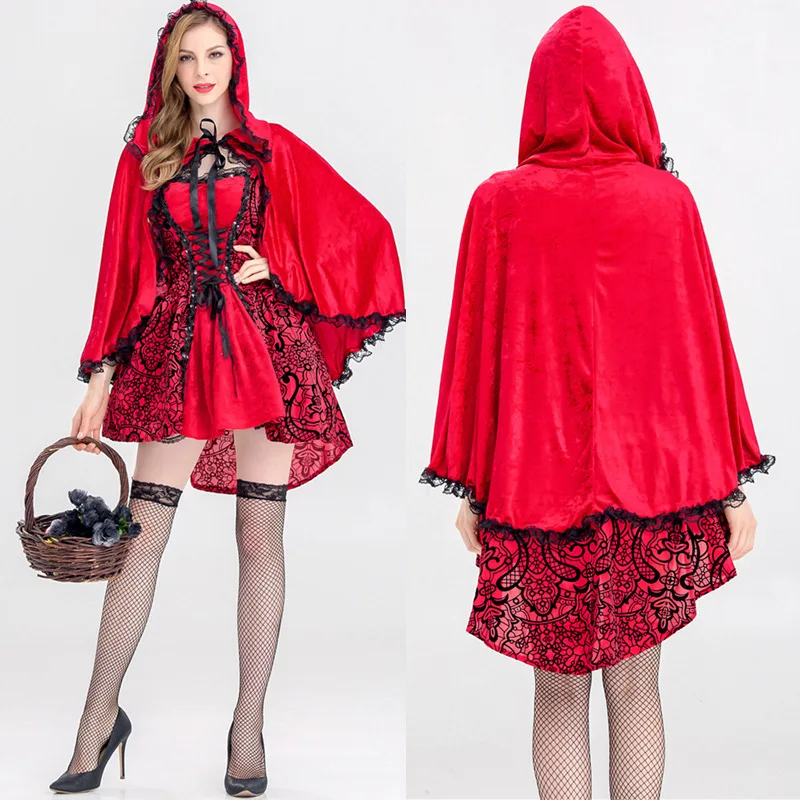 Halloween Costumes Women Adult Cosplay Little Red Riding Hood Stage Costumes Sexy Red Lace Fancy Dress Masquerade Party Costumes
Halloween Costumes Women Adult Cosplay Little Red Riding Hood Stage Costumes Sexy Red Lace Fancy Dress Masquerade Party Costumes