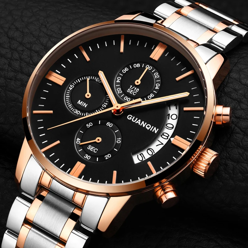 

relogio masculino GUANQIN Mens Watches Top Brand Luxury Quartz Watch Men Business Casual Stainless Steel Waterproof Wristwatch