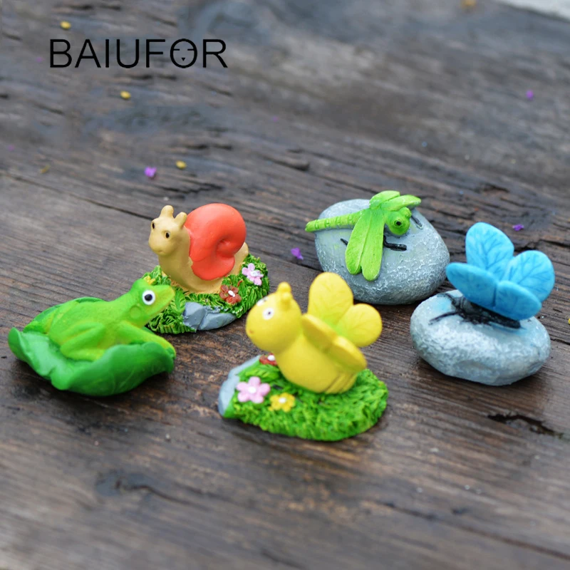 Статуэтки BAIUFOR фигурки животных лягушка божья коровка сказочный сад миниатюрюра