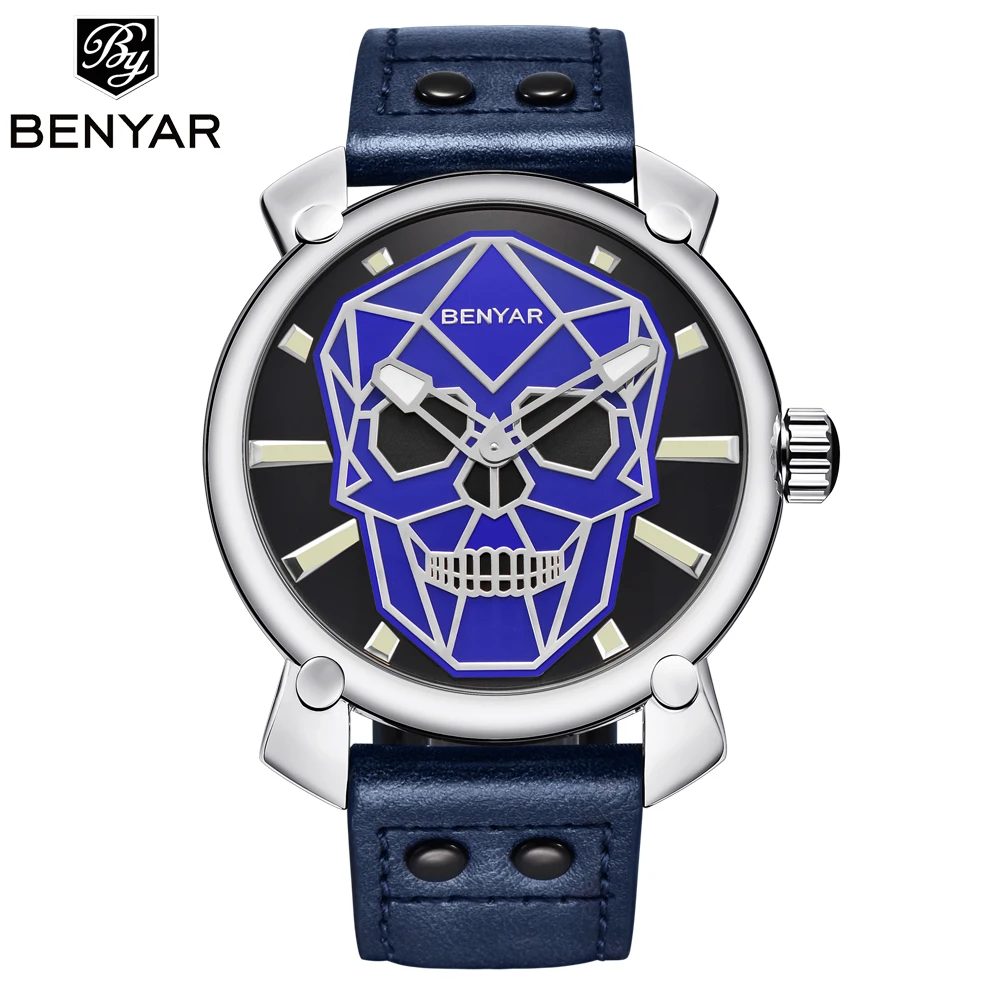 New BENYAR Skull Creative Watch Men's Top Luxury Brand Fashion Waterproof blue Quartz Leather Male Military Watch Mens Clock
New BENYAR Skull Creative Watch Men's Top Luxury Brand Fashion Waterproof blue Quartz Leather Male Military Watch Mens Clock