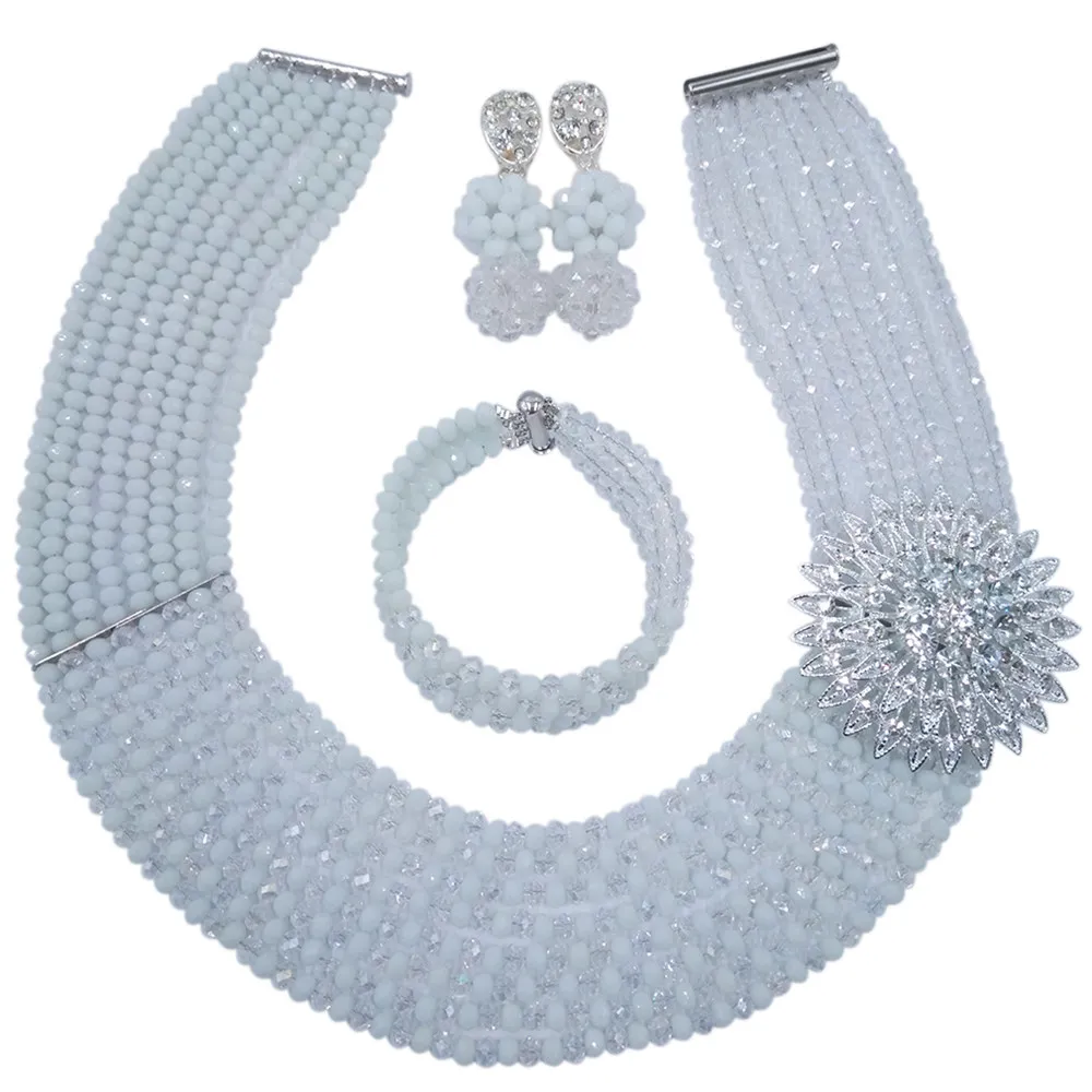 Fashion White Transparent Clear AB Nigerian Wedding African Beads Jewelry Set Crystal Beaded Necklace Sets 8JBK14
Fashion White Transparent Clear AB Nigerian Wedding African Beads Jewelry Set Crystal Beaded Necklace Sets 8JBK14