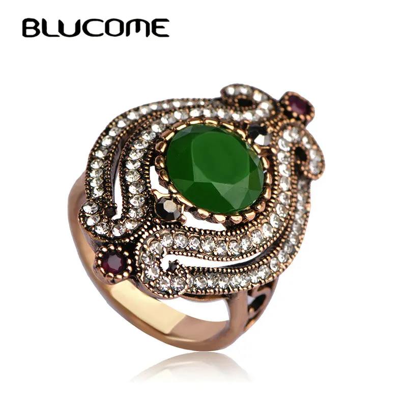 Blucome New Vintage Green Flower Antique Gold Color Ring Crystal Resin Rings For Women Gift Party Wedding Accessories Jewelry
Blucome New Vintage Green Flower Antique Gold Color Ring Crystal Resin Rings For Women Gift Party Wedding Accessories Jewelry