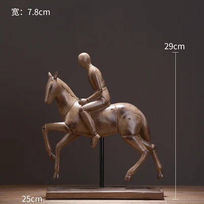 

Nordic style beautiful French countryside imitation wooden base figure horse riding knight furnishing resin home decoration