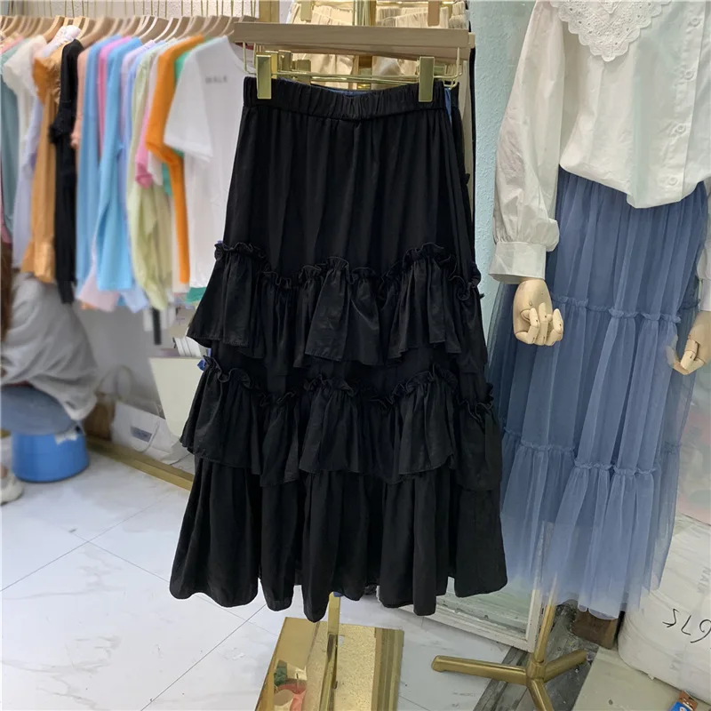 Ruffles Skirts Womens Fashion Desginer Solid Color Elastic High Waist A Line Ruched Long Skirt Black White Elegant Sun Skirt
Ruffles Skirts Womens Fashion Desginer Solid Color Elastic High Waist A Line Ruched Long Skirt Black White Elegant Sun Skirt