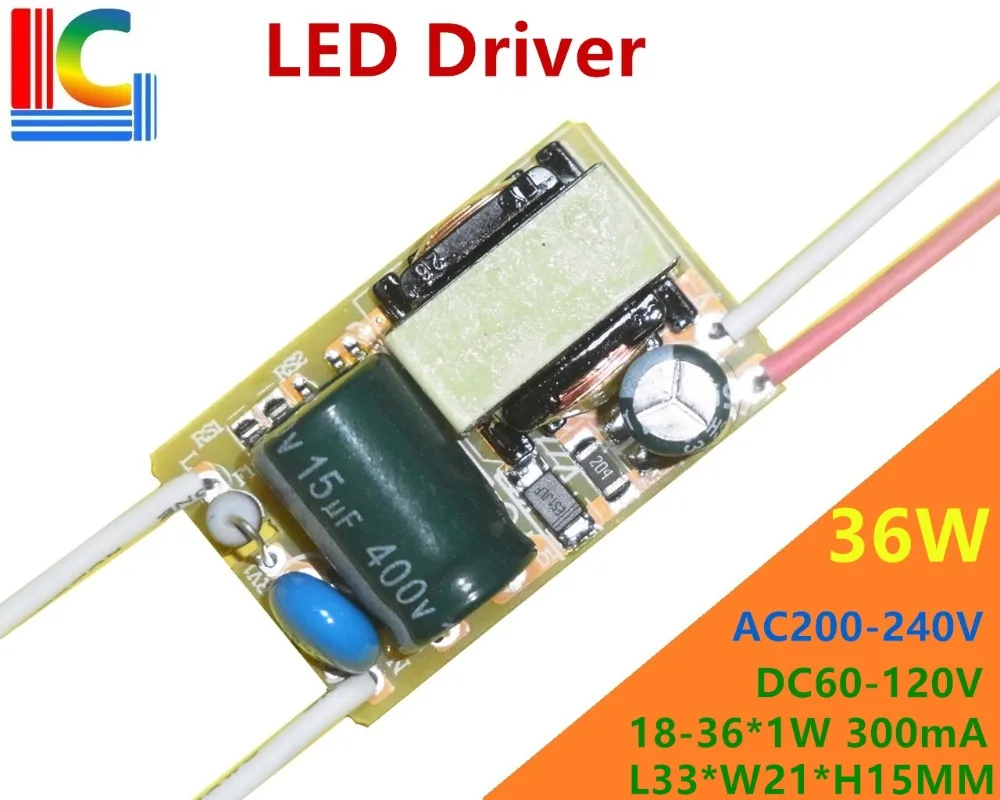 

36W Led Driver 18W/19W/20W/21W/22W/23W/24W/25W/26W/27W/28W/29W/30W/31W/32W/33W/34W/35W/36W Lamp Transformer Output 300mA 100PCs