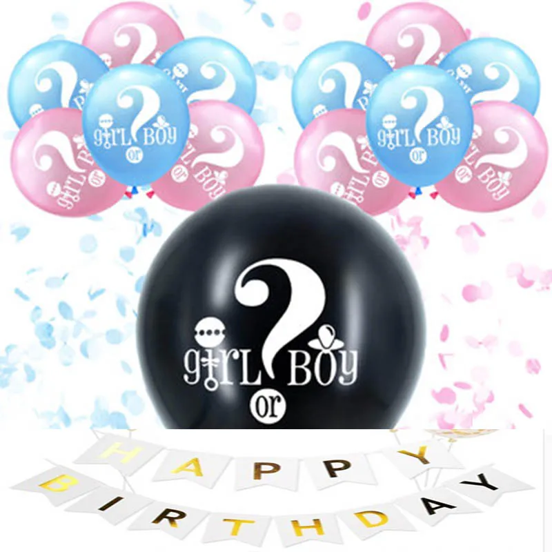 Happy Birthday Banner Black Round Confetti Latex Balloons Boy or Girl Pink Blue Ballon Decorations Gender Reveal Party Supplies
Happy Birthday Banner Black Round Confetti Latex Balloons Boy or Girl Pink Blue Ballon Decorations Gender Reveal Party Supplies
