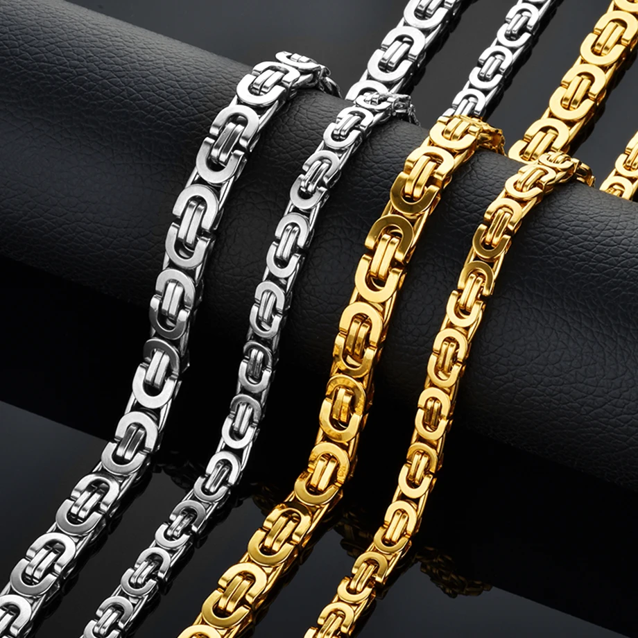 Men's Gold Chain Necklace 20" 23" 26" Male Corrente Gold Color Stainless Steel Necklace Byzantine Chains For Men Jewelry T1304
Men's Gold Chain Necklace 20" 23" 26" Male Corrente Gold Color Stainless Steel Necklace Byzantine Chains For Men Jewelry T1304