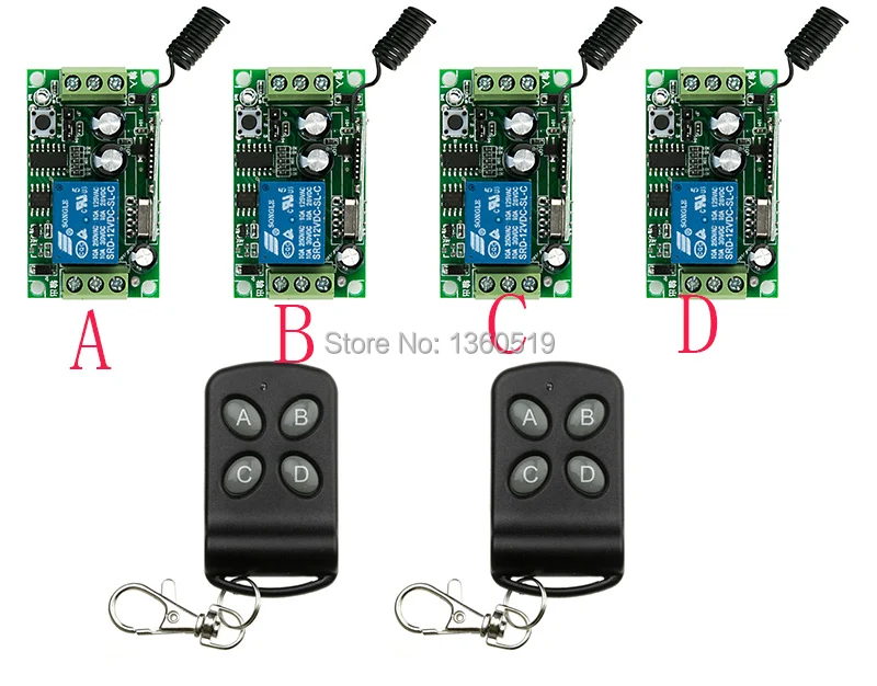 New DC12V 1CH 1Channe RF wireless remote control switch System 2X Transmitter+4X Receiver,315/433 MHZ /lamp/ window/Garage Doors
New DC12V 1CH 1Channe RF wireless remote control switch System 2X Transmitter+4X Receiver,315/433 MHZ /lamp/ window/Garage Doors