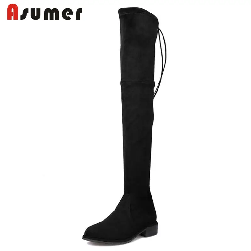 ASUMER 2022 NEW fashion kid suede leather boots lace up over the knee boots women square med heels pointed toe boots
ASUMER 2022 NEW fashion kid suede leather boots lace up over the knee boots women square med heels pointed toe boots