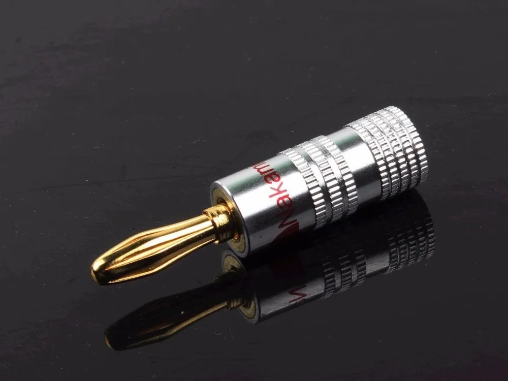 

New High End Nakamichi Speaker Banana Plugs Audio Jack connector for Cable up to 4mm 24 K Gold-Plated Black Red