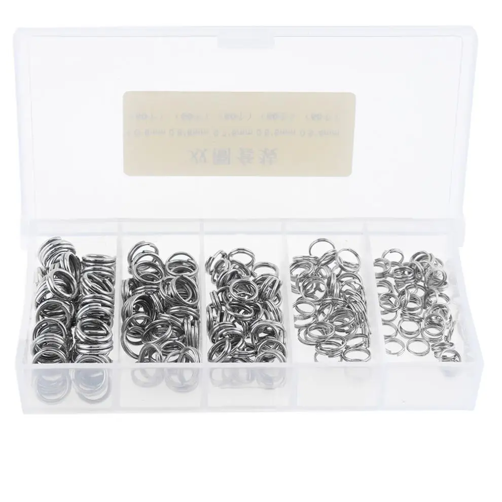 250pcs Stainless Steel Double Loop Fishing Ring 5 Sizes Mixed Split Clip Swivel Quick Change Hook Connector with Box
250pcs Stainless Steel Double Loop Fishing Ring 5 Sizes Mixed Split Clip Swivel Quick Change Hook Connector with Box