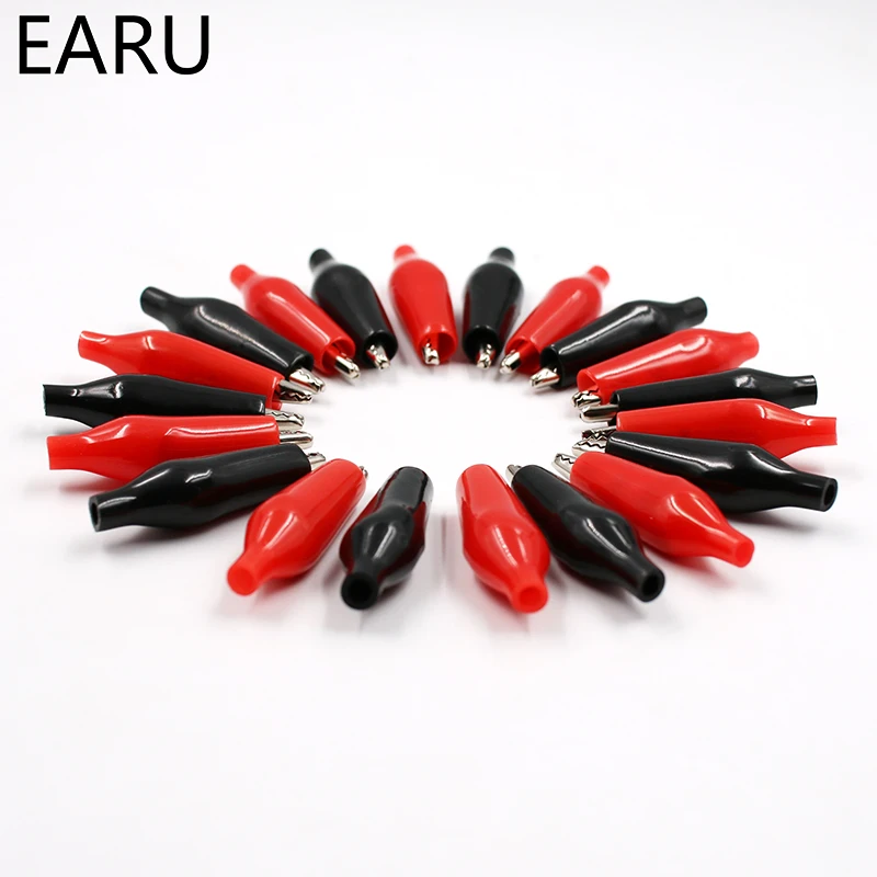 20pcs28MM Metal Alligator Clip G98 Crocodile Electrical Clamp Testing Probe Meter Black Red with Plastic Boot Car Auto Battery - купить по