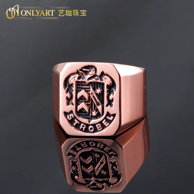 OnlyArt Бесплатная доставка значок с именем strobel большое мужское кольцо цвета