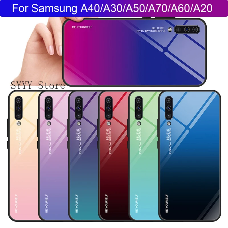 Цветной чехол с градиентом Aurora для Samsung Galaxy A40 A30 A50 A70 A20 2019