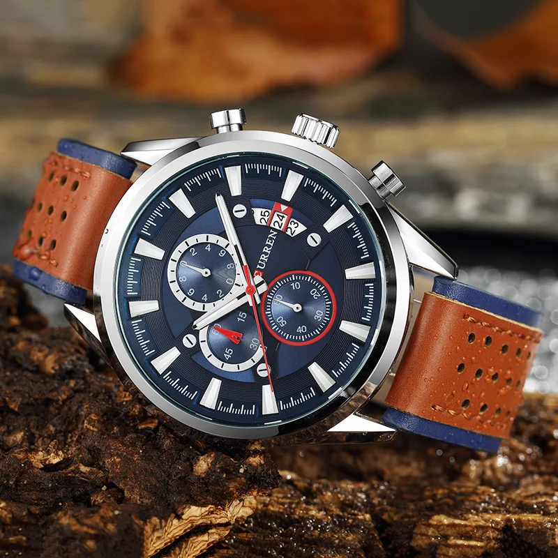 Top CURREN New Watches Men Military Sports Chronograph Wristwatch Men's Leather Waterproof Quartz Watch Male Date Analog Clock
Top CURREN New Watches Men Military Sports Chronograph Wristwatch Men's Leather Waterproof Quartz Watch Male Date Analog Clock
