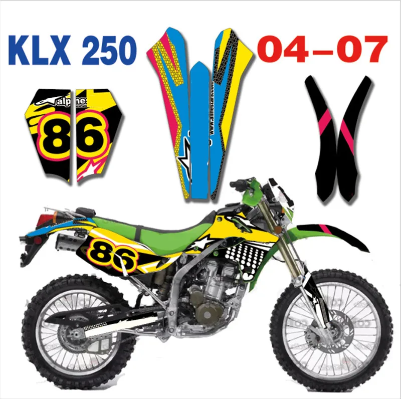 Мотоцикл Велосипед графика наклейки Фоновые для Kawasaki KLX250 KL250X KLX 250 2004 2003 2005 2006