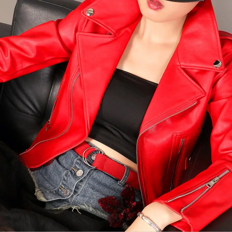 2020 BF Motorcycle Jackets Black Red JACKET Spring Autumn New Short Patent Leather Coats Female High-waist PU Leather Jacket
2020 BF Motorcycle Jackets Black Red JACKET Spring Autumn New Short Patent Leather Coats Female High-waist PU Leather Jacket