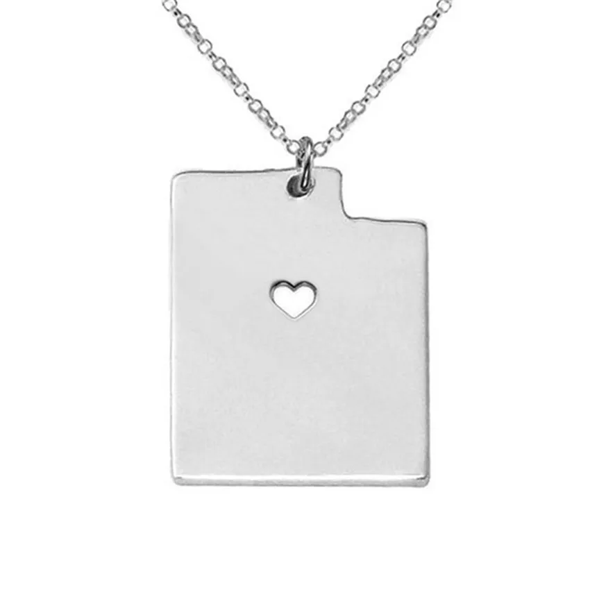 Цепочка с подвеской в виде карты штата Юта квадратной формы|necklaces for women|pendant