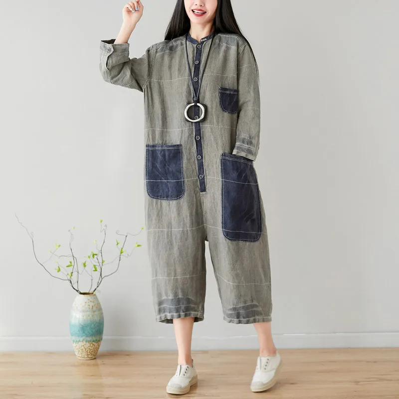 Summer seven new round collar bigger sizes show thin jumpsuits cotton and linen personality do old trousers
Summer seven new round collar bigger sizes show thin jumpsuits cotton and linen personality do old trousers