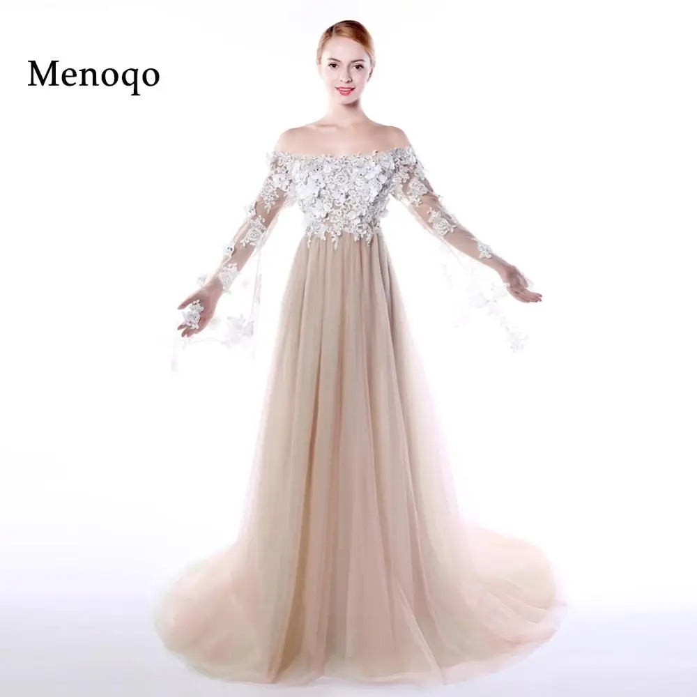 Menoqo Sexy Evening Dress Off the shoulder See Though Long Sleeves Pregnant Women Flowers Empire Evening Dress 2020 Real Picture
Menoqo Sexy Evening Dress Off the shoulder See Though Long Sleeves Pregnant Women Flowers Empire Evening Dress 2020 Real Picture