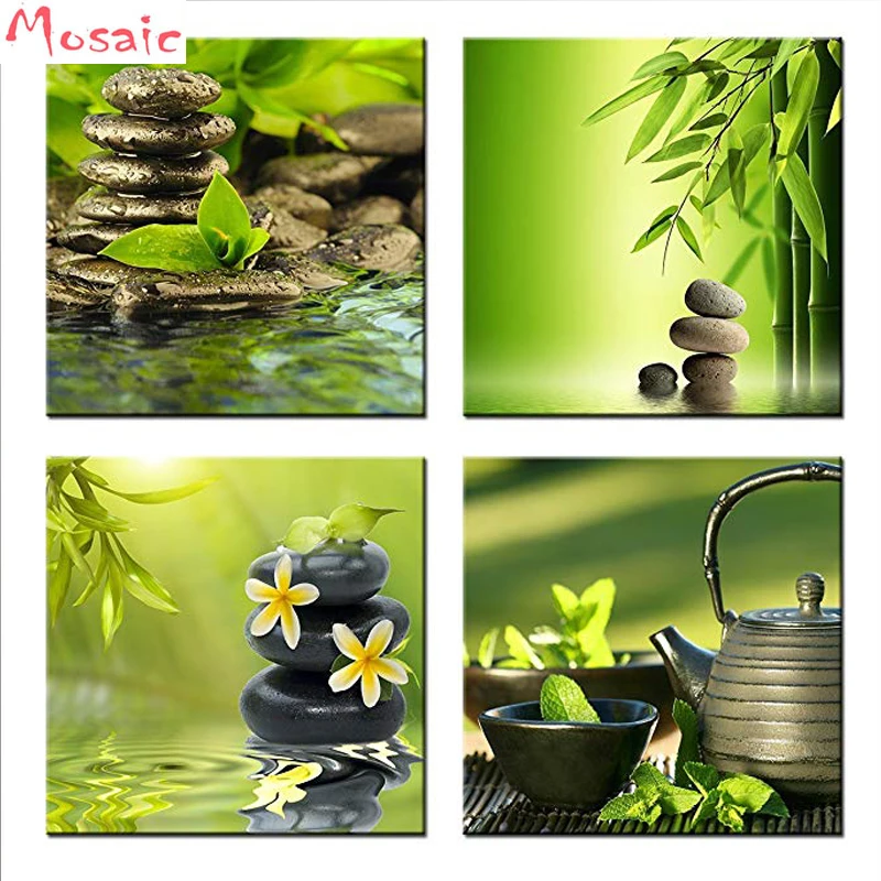 DIY Diamond Painting Full square Diamond Painting 4pcs Bamboo stone Flower Mosaic Rhinestone Cross Stitch Home Decoration
DIY Diamond Painting Full square Diamond Painting 4pcs Bamboo stone Flower Mosaic Rhinestone Cross Stitch Home Decoration
