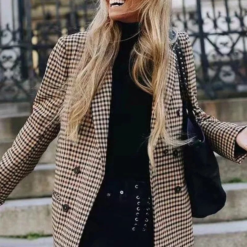 2020 Fashion Plaid Women Blazer Coat Retro Button Lattice Suit Jacket with Shoulder Pads Jacket Blazer Female Casual Coats
2020 Fashion Plaid Women Blazer Coat Retro Button Lattice Suit Jacket with Shoulder Pads Jacket Blazer Female Casual Coats