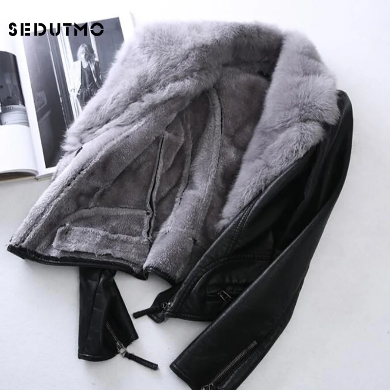 SEDUTMO Winter Faux Leather Jacket Women Punk Fur Coat Black Biker Jacket Motorcycle Outerwear ED056
SEDUTMO Winter Faux Leather Jacket Women Punk Fur Coat Black Biker Jacket Motorcycle Outerwear ED056
