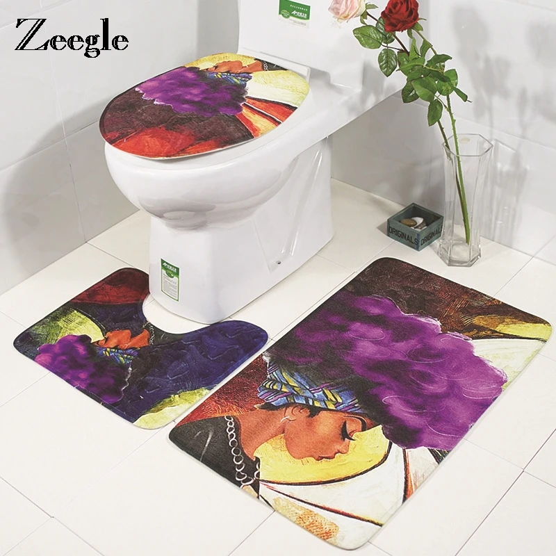 Zeegle Floor Mat Bathroom Carpet Toilet Cover Set African Woman Bath Mat Non-slip Bathroom Rug Absorbent Flannel Foot Mat
Zeegle Floor Mat Bathroom Carpet Toilet Cover Set African Woman Bath Mat Non-slip Bathroom Rug Absorbent Flannel Foot Mat