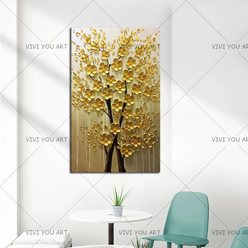 Christmas Gifts New Arrival Money tree Art handmade Modern Canvas on Palette knife Golden Tree 3D Flowers Paintings room Decor
Christmas Gifts New Arrival Money tree Art handmade Modern Canvas on Palette knife Golden Tree 3D Flowers Paintings room Decor