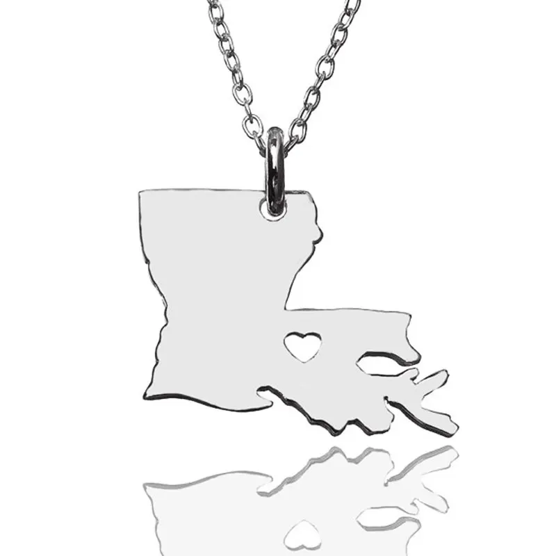 Trendy Louisiana Map Necklace Louisiana Stainless Steel Heart Pendant Necklace Women Fashion Map Jewellery Gift 12pcs/lot
Trendy Louisiana Map Necklace Louisiana Stainless Steel Heart Pendant Necklace Women Fashion Map Jewellery Gift 12pcs/lot