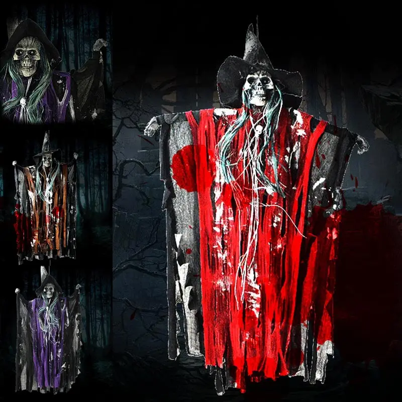 Вечерние украшения для Хэллоуина подвешивание Череп призрак светящиеся красные