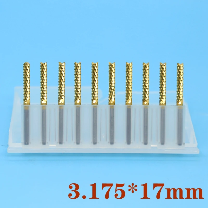 10PCS Titanium Coating PCB Milling Cutter 3.175mm Tungsten Carbide Corn Cutting Exercise Tool CNC Router Wood Position Metal
10PCS Titanium Coating PCB Milling Cutter 3.175mm Tungsten Carbide Corn Cutting Exercise Tool CNC Router Wood Position Metal