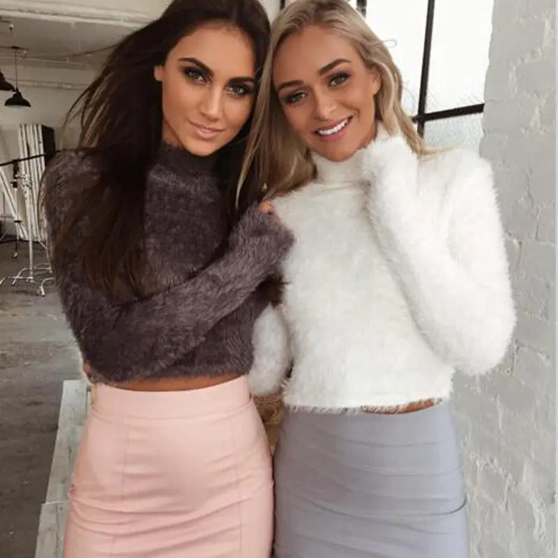 Женский трикотажный свитер с воротником хомутом 5 цветов|top basic|long sleevecroptop long sleeve |
