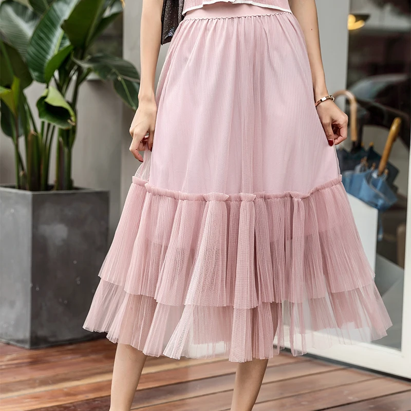 Fashion halves, long skirts, tight, high-waisted, pleated mesh gauze, pure-color women's tide
Fashion halves, long skirts, tight, high-waisted, pleated mesh gauze, pure-color women's tide