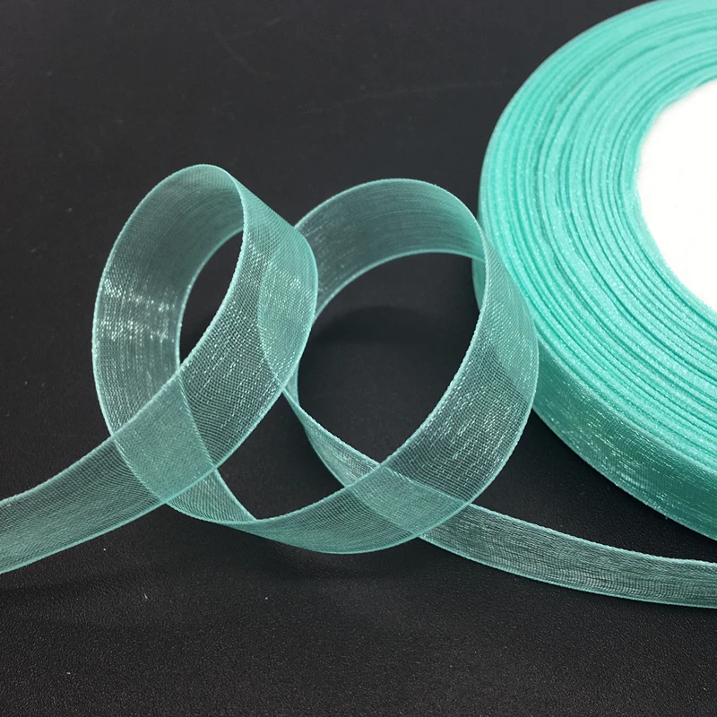50 ярдов/рулон 5/8 дюйма 15 мм голубой Фотогалерея organza ribbon bows ribbon bow craftribbon craft | Ленты для шитья -32822444584