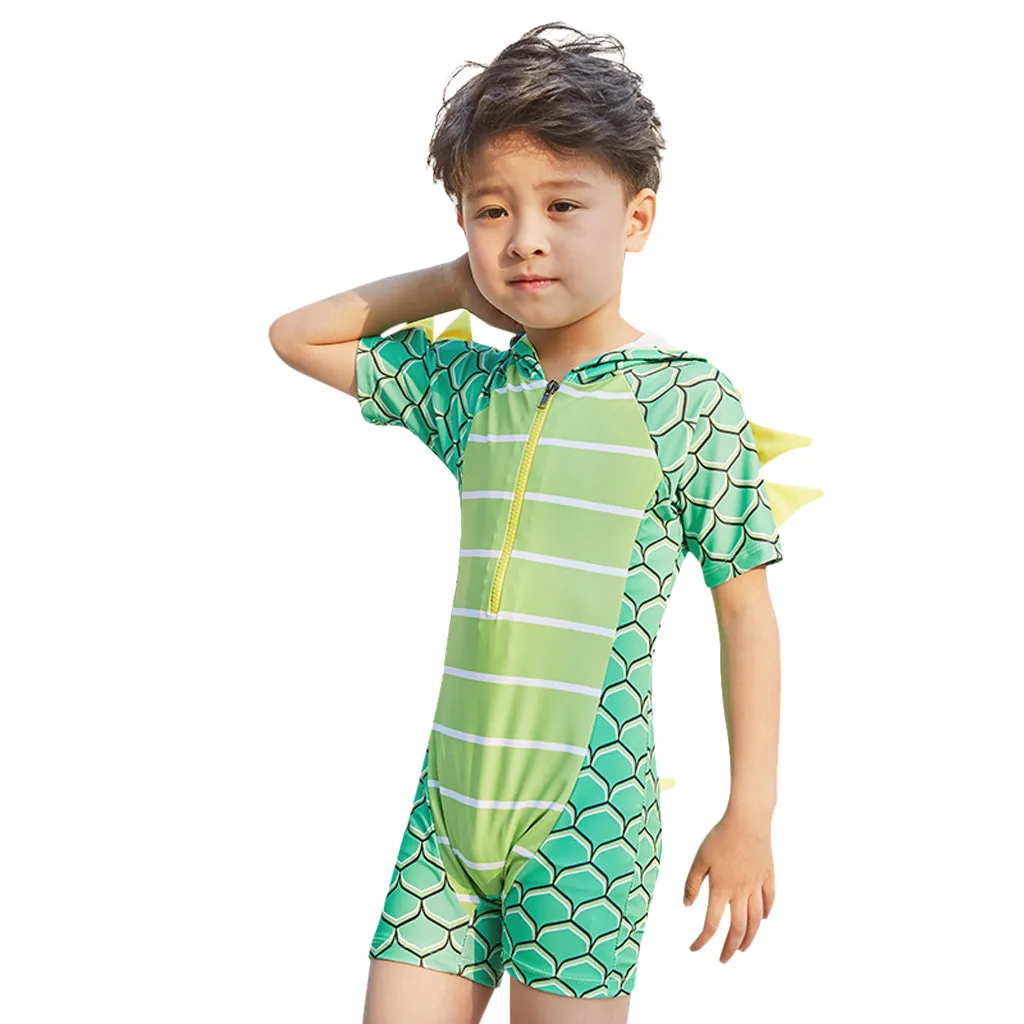 Children Swimwear for Boys Kids Polyester One piece Swimsuit Bathing Suit Bikini Beach Dinosaur Hooded Swimsuits Clothes K327 |