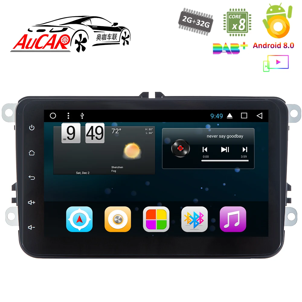 Aucar Android 8 1 "2 DIN Автомобильный Радио dvd плеер GPS навигация для VW универсальное