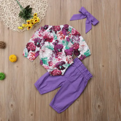 Baby Girls Romper Flower Tops Long Sleeve Pants Headband 3pcs Floral Outfit Clothes Set Newborn Autumn Baby Girls Clothing 0-3T
Baby Girls Romper Flower Tops Long Sleeve Pants Headband 3pcs Floral Outfit Clothes Set Newborn Autumn Baby Girls Clothing 0-3T