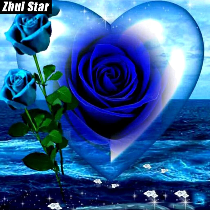 

Zhui Star Full Square Drill 5D DIY Diamond Painting "blue rose flower" 3D Embroidery Cross Stitch Mosaic Home Decor Gift VIP