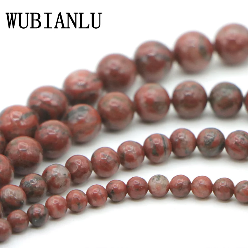 WUBIANLU оптовая продажа 4 6 8 10 мм темно красный кровавый халцедон свободные шарики