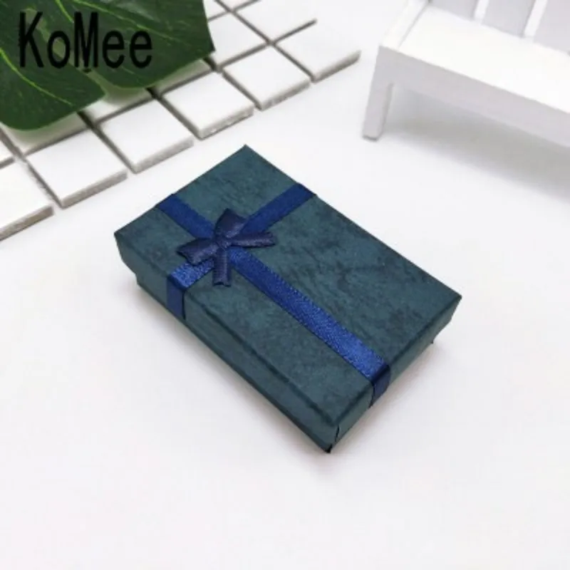 Изысканная Милая коробка для сережек и колец 12 шт. 5x8x2 5 см темно-синие бумажные