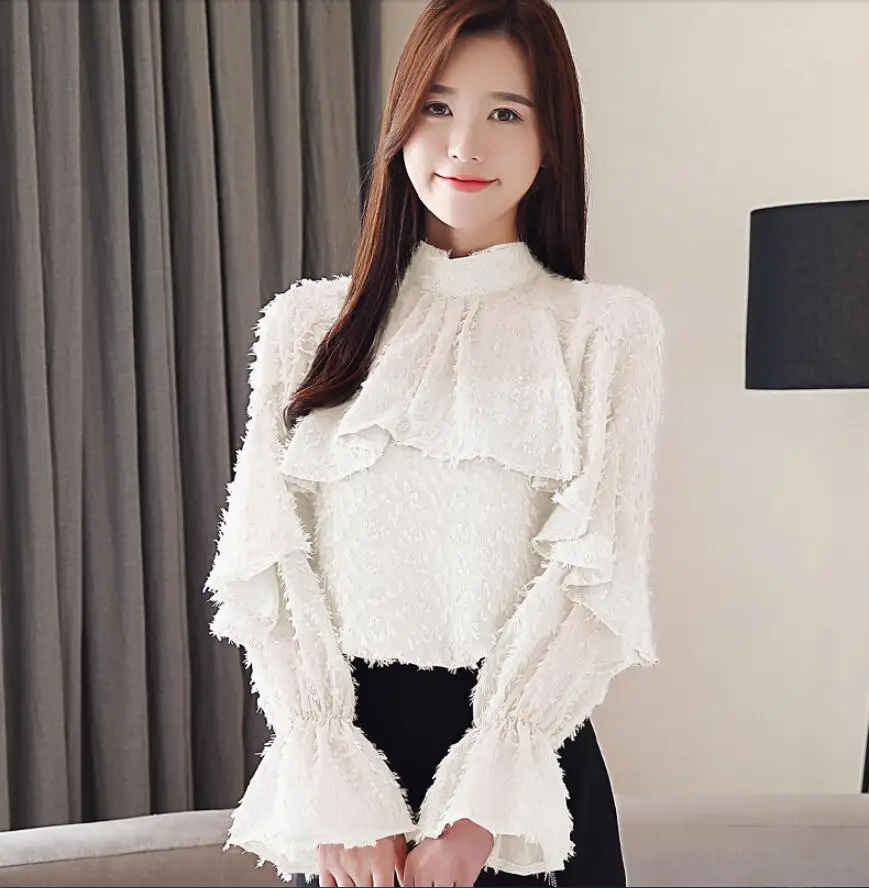 2019 Spring New Women's Korean Fashion Clothing Ruffled Lace Chiffon Shirt Long Sleeve Pink/White Ladies Blouse Tops
2019 Spring New Women's Korean Fashion Clothing Ruffled Lace Chiffon Shirt Long Sleeve Pink/White Ladies Blouse Tops