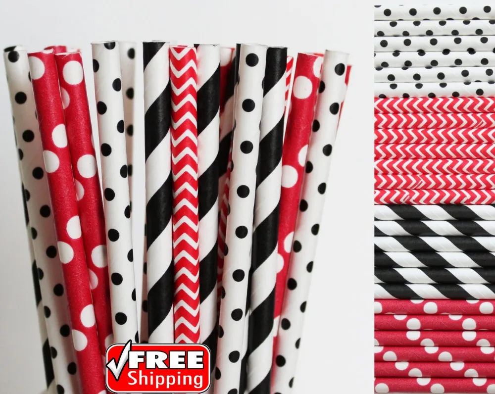 200pcs Mixed 4 Designs Red and Black Themed Paper Straws-Striped,Polka Dot,Chevron Minnie Birthday Party Novelty Fancy Cute Kids
200pcs Mixed 4 Designs Red and Black Themed Paper Straws-Striped,Polka Dot,Chevron Minnie Birthday Party Novelty Fancy Cute Kids