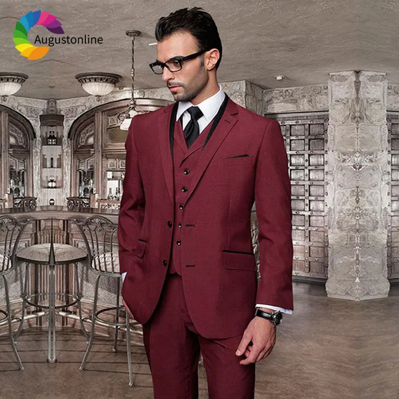 Casual Costume Homme Burgundy Men Suits Wedding Custom Made Groom Tuxedo Slim Fit Groomsmen Blazer Jacket Pant Vest 3 Pieces
Casual Costume Homme Burgundy Men Suits Wedding Custom Made Groom Tuxedo Slim Fit Groomsmen Blazer Jacket Pant Vest 3 Pieces