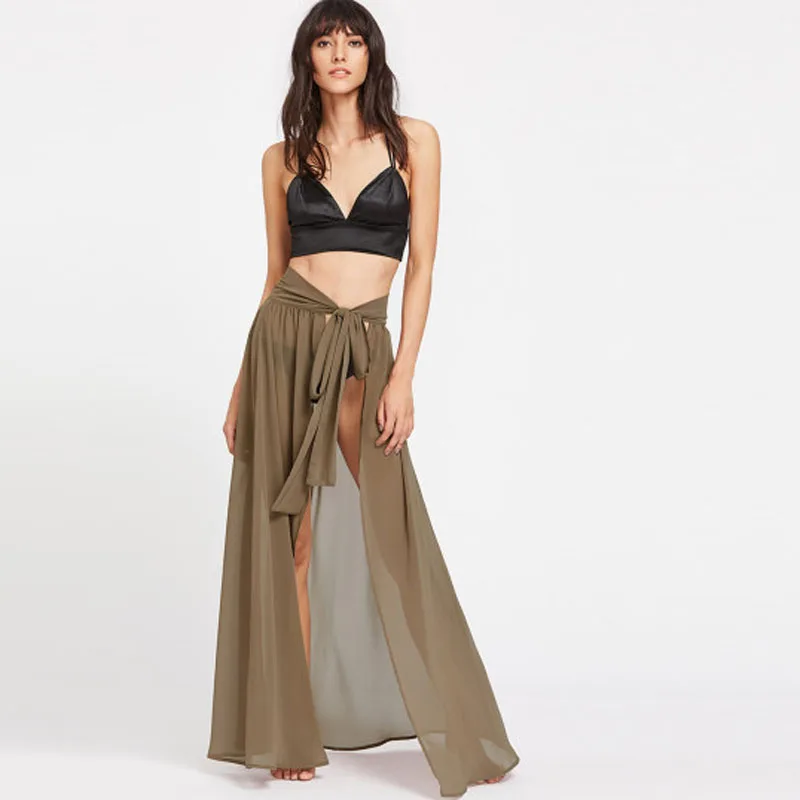 Sheer Chiffon Maxi Skirt Lace-Up One Layer Sexy Slit Women Long Skirt Summer Style Beach Lady Overskirt Any Color Free Cheap
Sheer Chiffon Maxi Skirt Lace-Up One Layer Sexy Slit Women Long Skirt Summer Style Beach Lady Overskirt Any Color Free Cheap